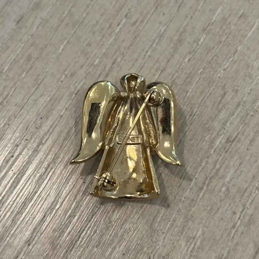 Vintage Monet Gold Angel Brooch